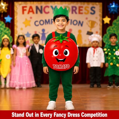 Image of Raj Costume Kids Fruit & Vegetable Fancy Dress Costume | Soft Felt Fruit and Vegetable Cutout Costume for Boys & Girls | School Annual Function