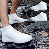Waterproof Shoe Covers, Elastic and Reusable Shoe Protector for Rain and Wet Weather, Universal Size Fits Shoes Size 34-40, White