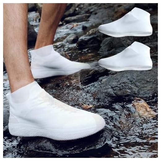 Waterproof Shoe Covers, Elastic and Reusable Shoe Protector for Rain and Wet Weather, Universal Size Fits Shoes Size 34-40, White