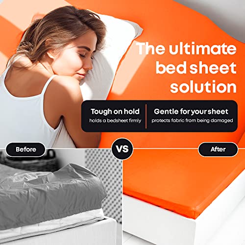 Bed Sheet Straps Set 8 Pcs - White Sheet Holders For Corners - Full Mattress Cover Fitted Sheet Clips To Hold Sheets In Place - Premium Nickel-Plated Bed Sheet Clips With Adjustable Bed Bands #TOP1