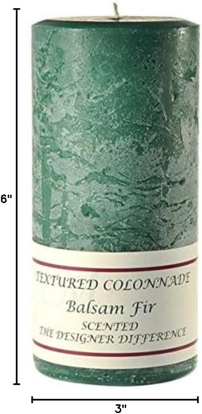 Pack of 2, Textured 3" x 6" Pillar Candles Balsam Fir for Weddings, Home & Event Decoration, Relaxation, Made in US