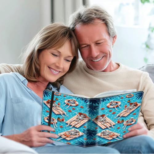 Image of Photo Album 4x6 120 Photos with Strong Elastic Band, Vacation Skeletons | Large Capacity Premium Leather Picture Album, Portable Wallet Albums Photo Book for Family Anniversaries Wedding Baby