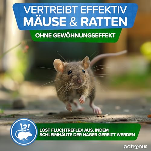 Hochwirksames Ratten & Mäuse Abwehr-Spray zum Mäuse vertreiben [250ml] mit Pfefferminzöl gegen Mäuse für Haus & Garten, effektiv Mäuse dauerhaft vertreiben mit Mäuse-Gift Alternative