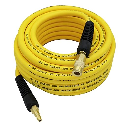 YOTOO Hybrid Air Hose 3/8-Inch by 50-Feet 300 PSI with 1/4-Inch Industrial Solid Brass Quick Coupler Fittings and Bend Restrictors for Heavy Duty, Lightweight, Flexible at All Weather Use, Green