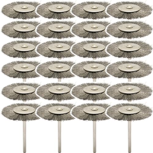 20PCS T-Shaped Wire Brushes - Metal Rust Removal, Polishing, Cleaning - 38mm Diameter, 3mm Shaft - Removes Burrs, Dust, and Oxide Layer - Handles Rough Surfaces - Designed for Industrial and DIY Use