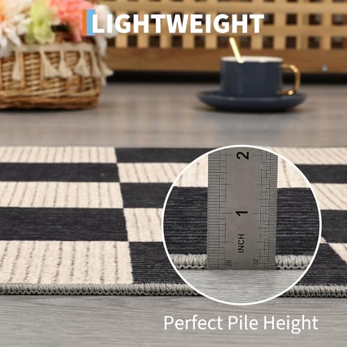 Tapete decorativo negro con diseño a cuadros 5x7 lavable miniatura 2