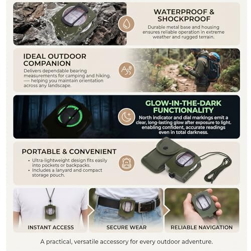 Brújula portátil impermeable de zinc para camping miniatura 4