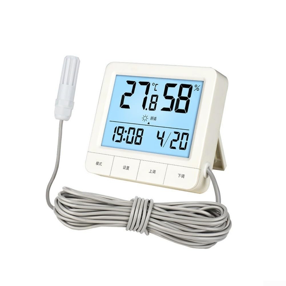 Termometro igrometro digitale con sonda per incubatore rettile, gamma da -50 a 70 °C, display retroilluminato (5 m)