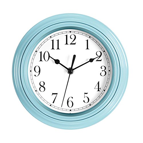 Foxtop Blue Wall Clock - 9 inch Silent Non-Ticking Quartz Decorative Battery Operated