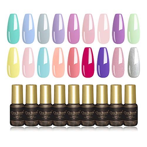 Clou Beaute 20 PCS 8ml Nail Gel Polish Popular Color Nude Pink Red Gel Polish Set with No Wipe Base and Glossy Top Coat, Soak Off UV/LED Lamp Nail Polish for Nail Art Salon 2006