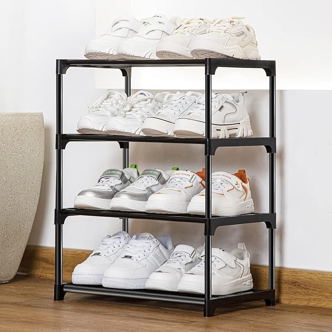 Foldable Plastic Shoe Rack with 4 Shelves for Home | Multipurpose Shoe Organizer Stand for Bedroom, Living Room & Entryway | Lightweight, Durable & Easy to Assemble Footwear Storage Shelf-picture-24