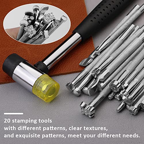 image for ZMAAGG 21 PCS Leather Stamping Tools, Leather Stamping Kit with Rubber