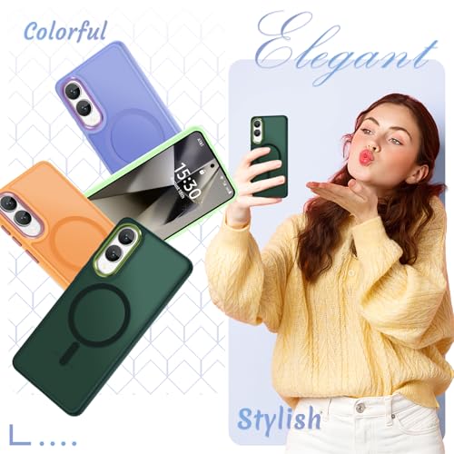 Image of for Samsung Galaxy S25 Edge Case, Matte Magnetic Phone Case with 1 Screen Protector, Support for Magsafe, Translucent Frosted Shockproof Protective Cover for Samsung Galaxy S25 Edge, Dark Green