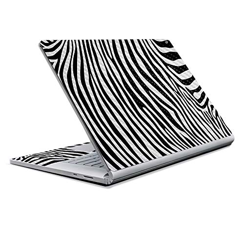Image of MightySkins Carbon Fiber Skin for Microsoft Surface Book 2 13 inch (2017) - Black Zebra,Protective, Durable Textured Carbon Fiber Finish,Easy to Apply, Remove, and Change Styles,