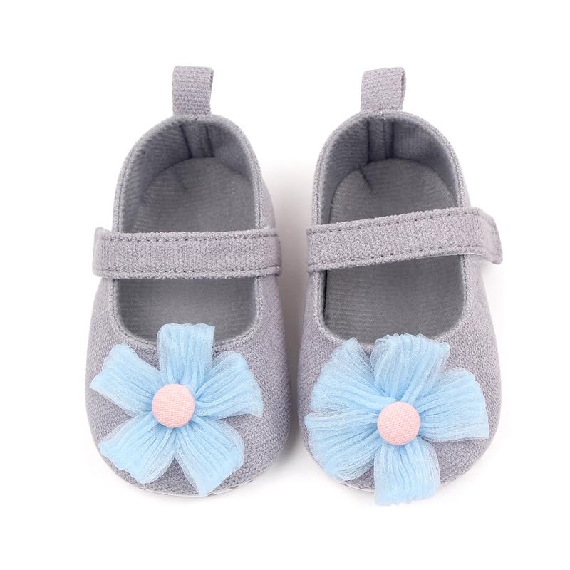 Baby Girls Cotton Mary Jane Shoes Anti-Slip Soft Sole Toddler Floral Princess Dress Flats2
