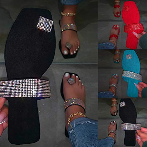 Sandals For Women Platform,Women's Slippers Glitter Crystal Sandals Roman Style Flat Slip On Shoes Party Casual Ladies Flip Flop #TOP1