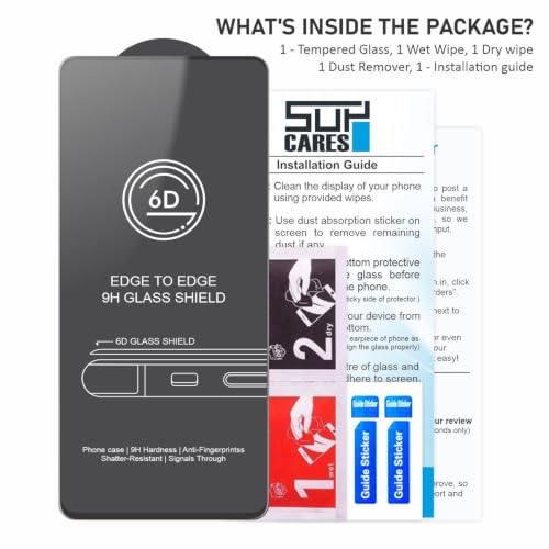 Image of SupCares Tempered Glass for iQOO Neo 7 Pro, iQOO Neo 7, iQOO 11 and iQOO 9T (6.78 Inch) With Installation Kit | 9H Edge to Edge Screen Protector | Black