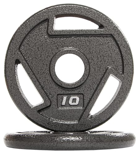 Fitvids Olympic 2-Inch Cast Iron Plate Weight Plate for Strength Training and Weightlifting, 10-Pound, Pair