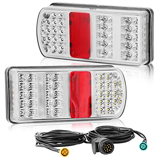 DARKGUARD Rückleuchten Anhänger Satz Led 12v,Rücklicht Heckleuchten Anhänger Led Verkabelt mit 13 poligem Stecker - 5,2m Kabel- 2x 5poliger Bajonettverbindung E4 Prüfzeichen 7Funktion Wasserdicht