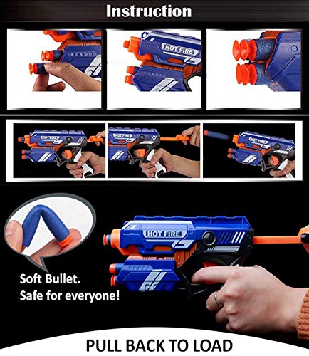 Image of Pieno Storm Hot Fire Soft Bullet Gun Toy with 10 Safe Soft Foam Bullets, Fun Target Shooting Battle Fight Game for Kids Boys