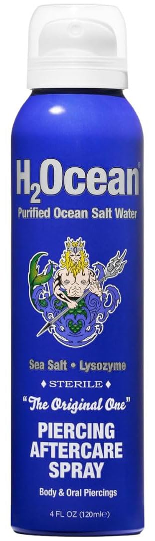 H2Ocean Piercing Aftercare Spray 4oz - Sterile Saline Solution - Wound Wash