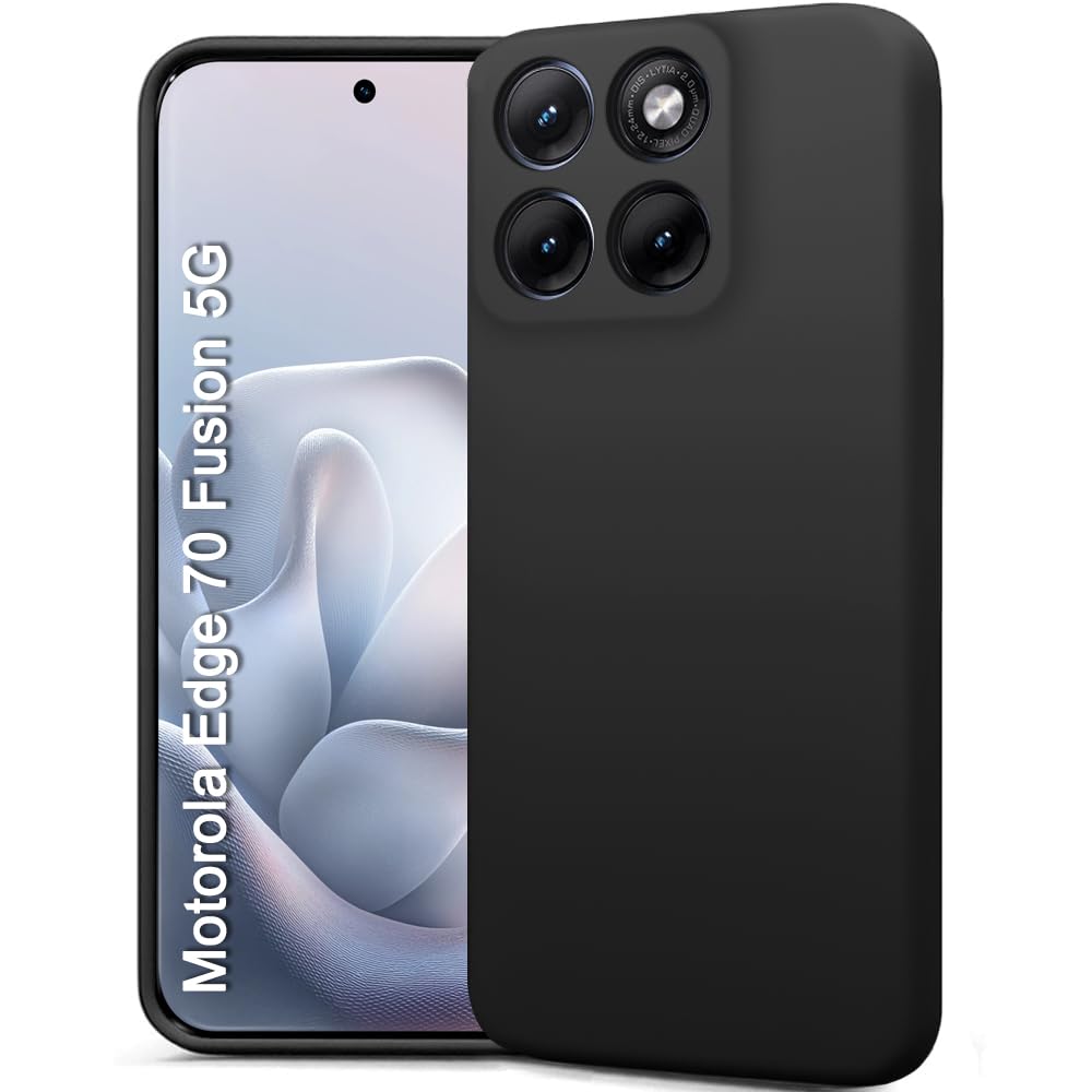 TheGiftKart Genuine Liquid Silicone Back Cover Case for Motorola Moto Edge 70 Fusion 5G | Soft Micro-Fibre Lining Inside | Camera Protection Bump | Shockproof Back Cover Case (Silicone, Black)-image-43