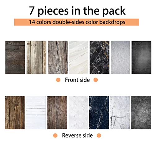 Exzycke 7Pcs 14Patterns Photography Background Paper With Stand, 34X23In Double-Sided Photo Tabletop Backdrops Props For Food Jewelry Cosmetics Makeup (Black White Brown) #TOP6
