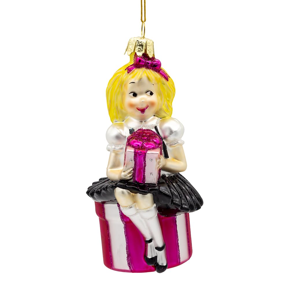 Kurt S. Adler Pink Eloise At The Plaza Glass Ornament