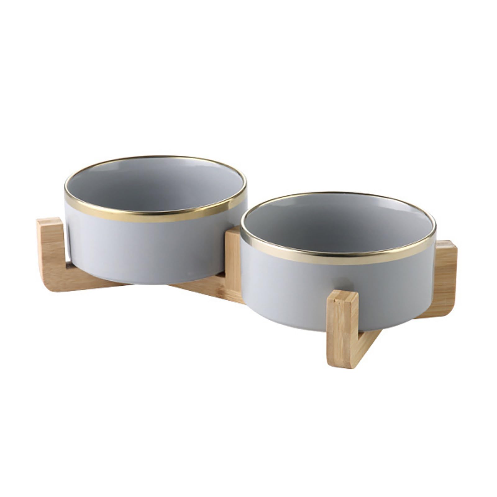 Cat Bowls, Cat Bowls With Removable Wood Base, Ceramic Elevated Cat Bowls, Cat Bowls Whisker Friendly, Dog Food Bowl for Cats And Puppy