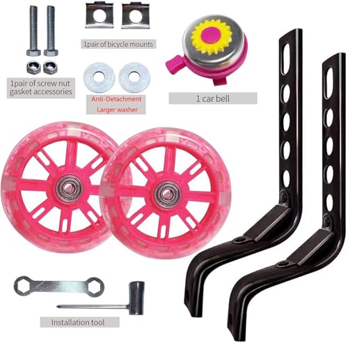 Image of DDJKCZ Training Wheels Flash Mute Wheel Bicycle Compatible for Bikes of 12 14 16 18 20 Inch