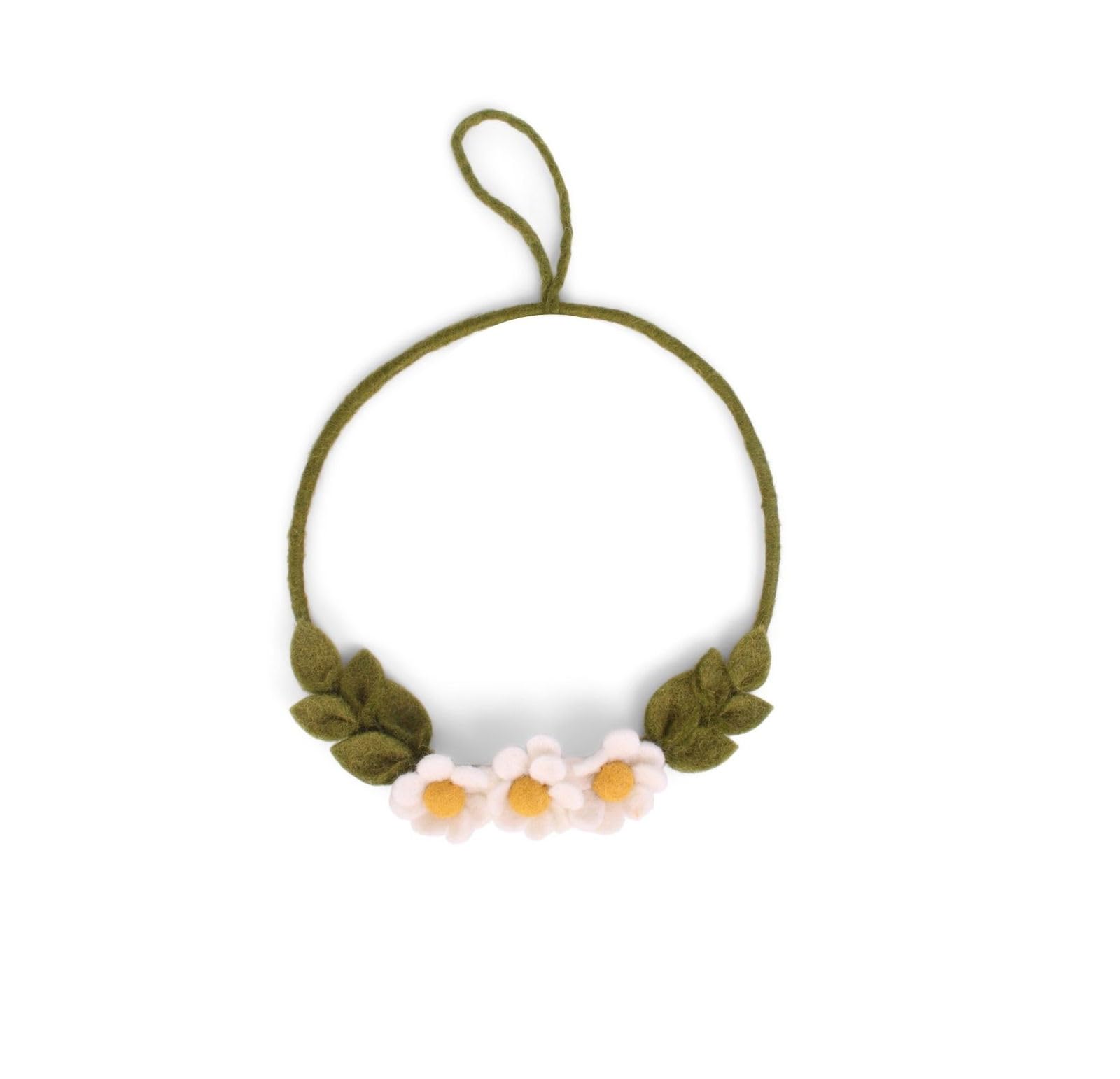 Én Gry & Sif Simple Flower Felt Wreath, Door Wreath, Spring Decoration, Fairtrade, Handmade, Gift Idea, Souvenir, Guest Gift, Easter Decoration (Large)