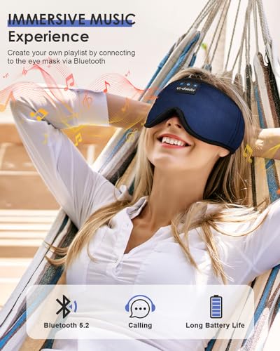 Image of LC-dolida Sleep Headphones, Sleep Mask Bluetooth Wireless Music Eye Mask, Sleeping Headphones for Side Sleepers Sleep Mask with Bluetooth Headphones Ultra-Thin Stereo Speakers Perfect for Sleeping