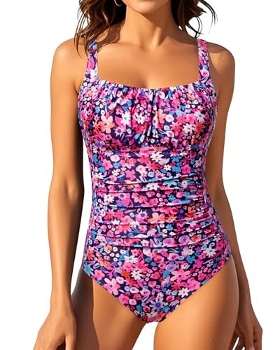 Image of Aqua Eve One Piece Bathing Suit for Women Tummy Control Swimsuit Slimming Vintage Swimwear