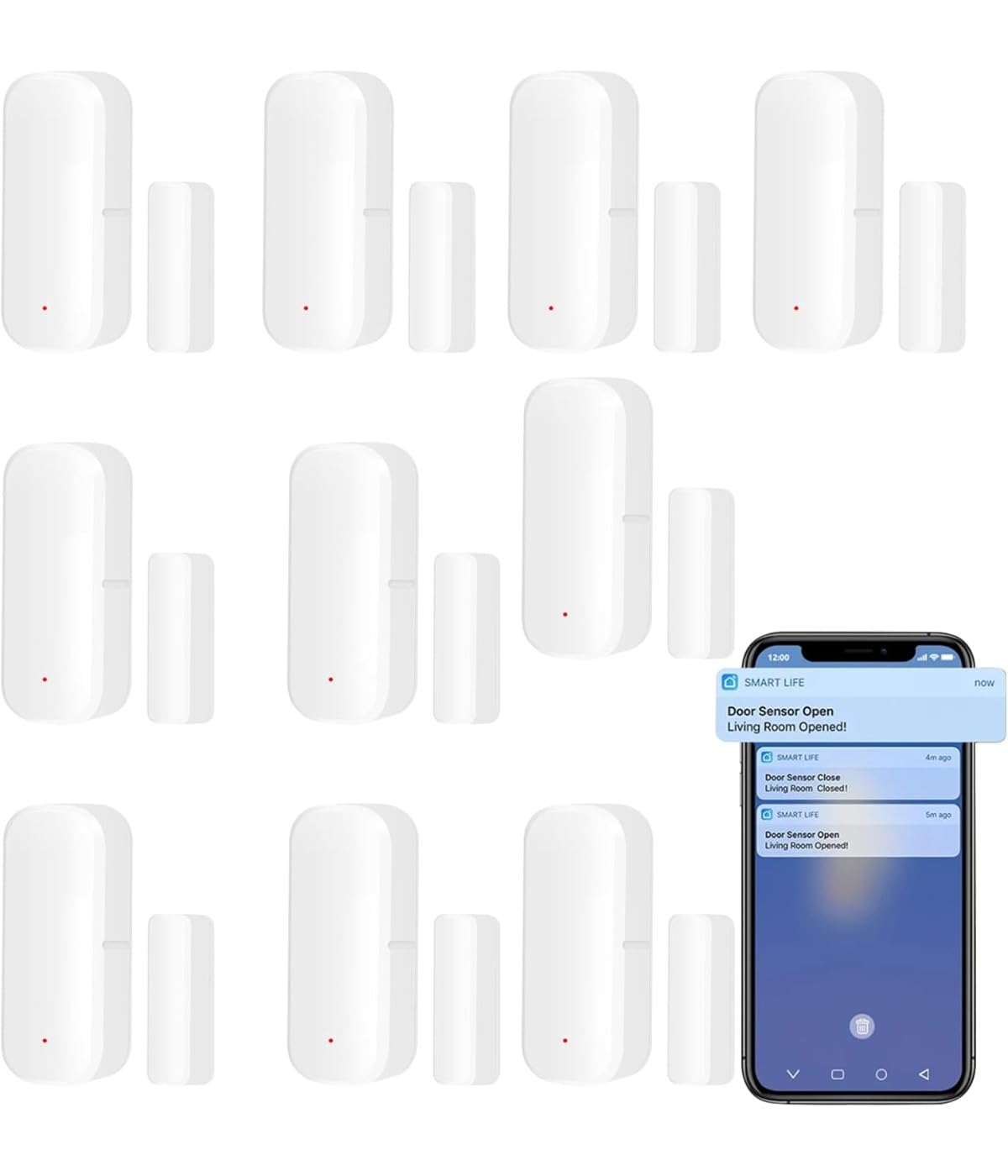 Sensor de puerta inteligente, sensor de ventana de puerta con 10 Zigbee, sensor de puerta inteligente WiFi, sensor de puerta y ventana, puede acceder y monitorear de forma remota, para la seguridad