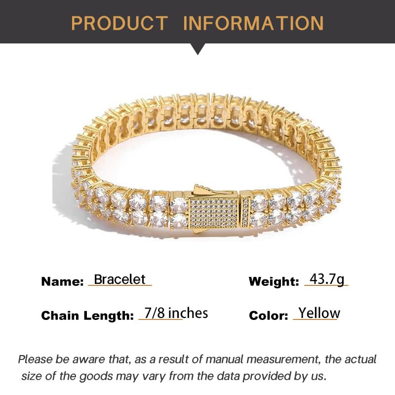 14K Gold Double-Row Moissanite Bracelet for Women, Round Cut Moissanite Bracelet, Luxury Jewelry Gift for Women2