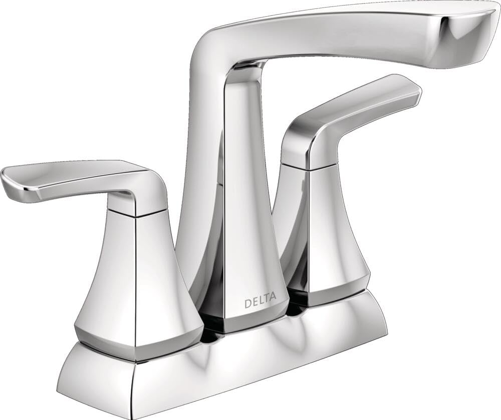 Delta Faucet Vesna Centerset Banyo Bataryası Krom, Banyo Lavabo Bataryası, Tahliye Montajı, Endişesiz Tahliye Tutucu, Krom 25789LF
