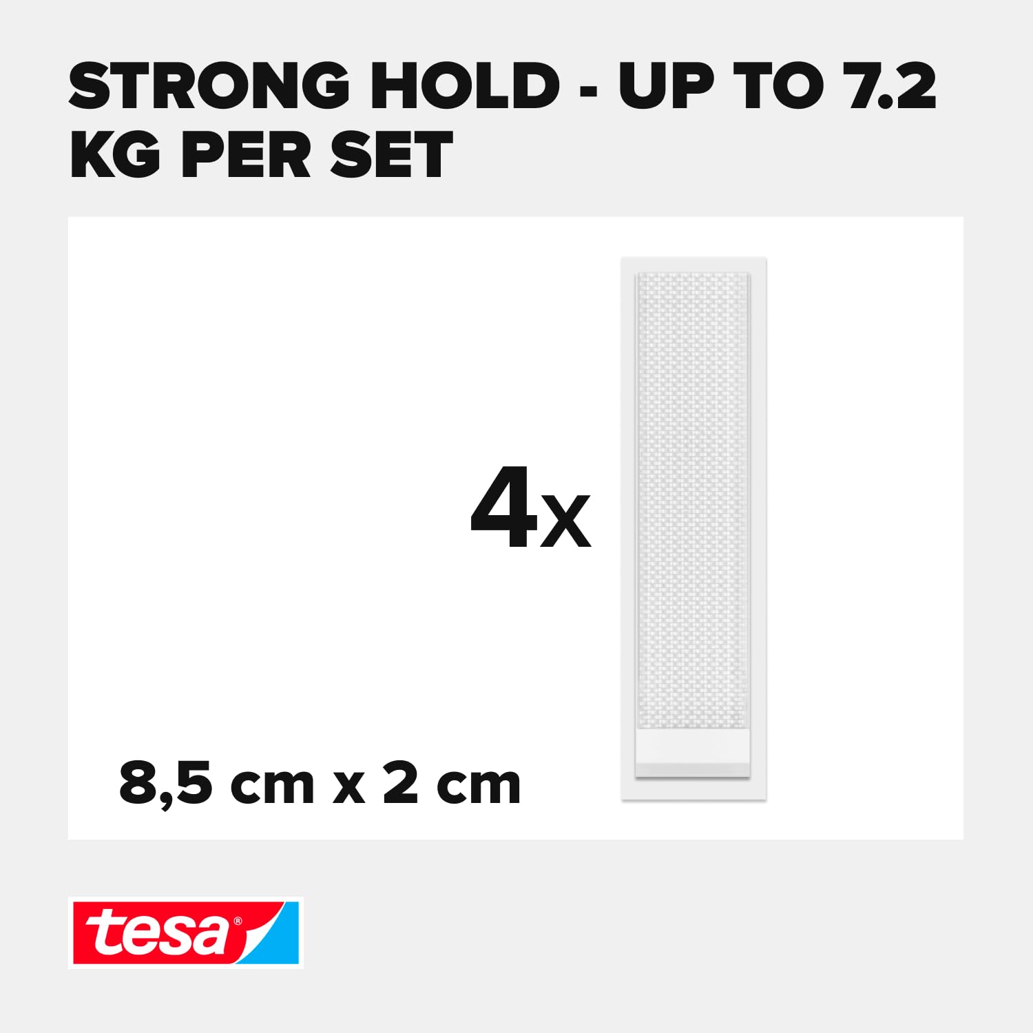 Tesa Powerstrips Click - Velcro Adhesive Pads For Clicking On And Off Picture Frames And Wall Decorations No Drilling - Self-Adhesive Velcro Strips With On And Off Click System - Large