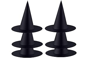 Pack of 6 Black Halloween Witch Hats for Versatile Hanging Decor