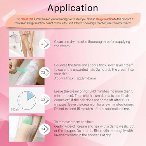 Hair Removal Cream for Women: Fast & Painless Depilatory for Bikini Pubic Legs Arms Underarms - Sensitive Skin Safe - Travel & Home Use with Scraper – 4.2oz (1 pack) - Image 6