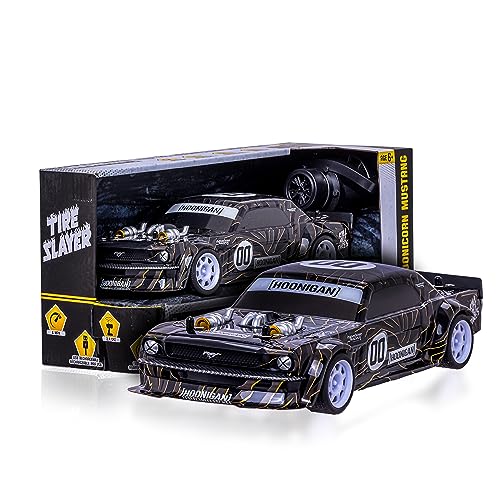 Image of Flybar Hoonigan Mustang Remote Control Car - Toy Cars, Drift RC Cars for Boys Age 8-12, 3.7V, 2.4GHz, 150ft Range, 1:16 Scale, 6mph Speed, Rechargeable Battery, Replica Design, Toys for Boys