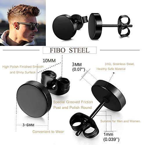 FIBO STEEL 20 Pairs Stud Earrings for Women Men 316L Stainless Steel Hypoallergenic, Piercing Plugs Design, CZ Inlaid, Comfortable Everyday Wear Classic & Stylish Jewelry, Sizes 3/4/5/6 mm - Thumbnail 2