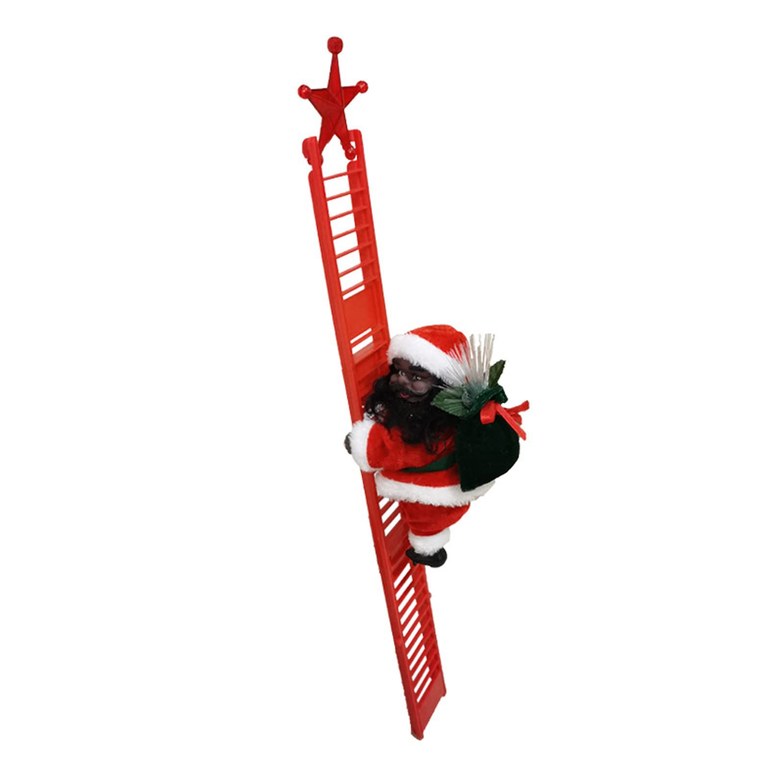 LiangWan Electric Santa Climbing Ladder with Music Funny Singing Climbing Santa LED Novelty Santa Claus Decoration for Christmas Tree Hanging Ornament Xmas Gift,Black