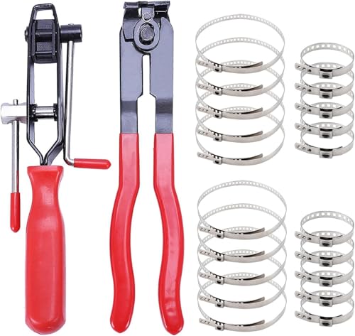 22 Pcs CV Boot Clamp Pliers Tool Set, Dust Cover Clip Removal Pliers Repair Tool Accessories, Stainless Steel Ear Clamp Installer, Red