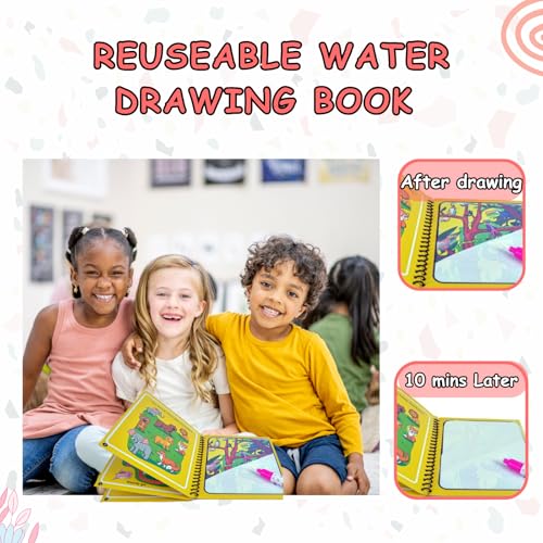 Image of Sakuya Magic Water Coloring Book |Mess-Free Colouring Book|Reusable Notepad with Magical Pen| Educational Doodle Book for Kids, Return Gifts for Birthdays, Kids, Boys, Girls- (Pack of 3)