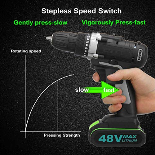 QHYXT 48-V-Akku-Bohrmaschine 18+1 Drehmomentanpassungs-Schraubendreher Bohrschrauber 2 Li-Ion-Akku-Toolkit… – Bild 5