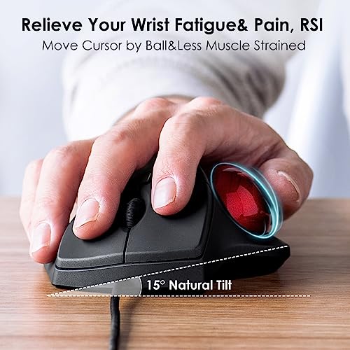 Sanwa 2.4G Wireless Ergonomic Trackball Mouse, Optical Rollerball Mice, Programmable Silent Buttons, 40Mm Trackball, 600/800/1200/1600 Adjustable Dpi, Compatible With Macbook, Laptop, Windows, Macos #TOP1