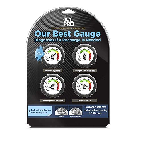 Image of AC Pro Car Air Conditioner R134A Refrigerant Gauge and Hose, Reusable AC Recharge Kit, 24 in, 4 Pack, ACP410-4-4PK