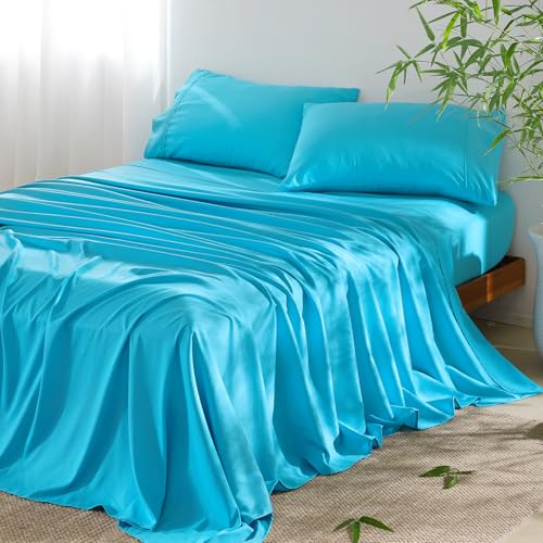 4 Piece King Size Sheet - Cooling Bed Sheets Set, Blend Rayon Derived from Bamboo, Breathable Soft...