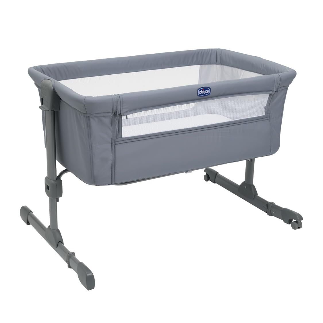 Chicco Next2Me Essential Lit Bébé Cododo, Berceau Bébé Cododo, Compatible avec Plusieurs Lits, Réglable en Hauteur, Bonne Circulation de l'air, Matelas et Sac Inclus, 0-​6 Mois, Gris