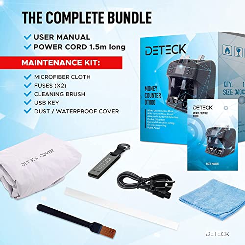 Deteck Money Counter Machine Mixed Denomination With Reject Pocket, Dt800 Bank Grade Multi Currency Bill Counter, Serial Nb, 2Cis/Uv/Mg Counterfeit Detection, Value Counter, Sort & Print #TOP6